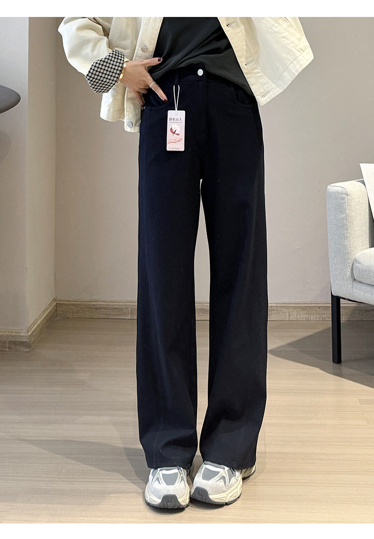 Spring/Summer 2025 Silk Australian cotton denim casual pants for women, Lyocell micro-elastic anti-wrinkle double-cut line style narrow wide-leg pants pic 15