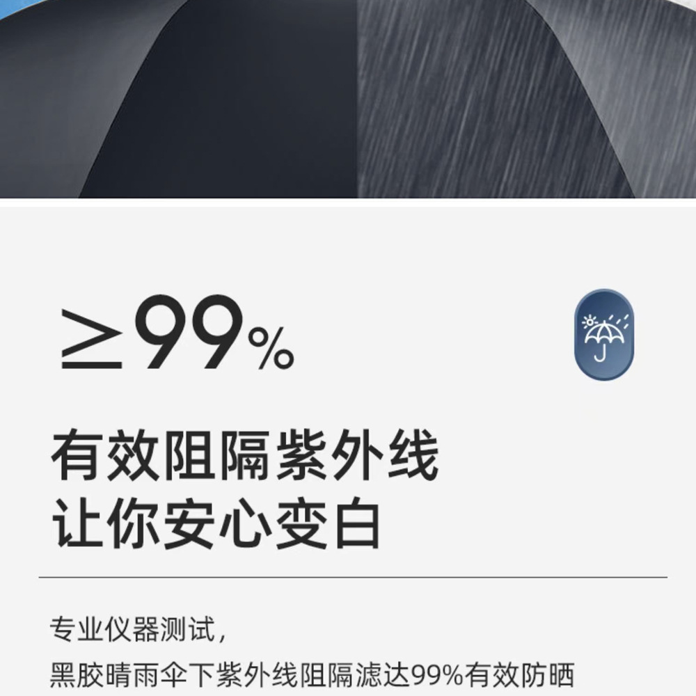 Xingbao Umbrella Industry RST three-fold Umbrella, fully automatic black rubber umbrella wholesale, printed logo advertising umbrella in stock pic 7