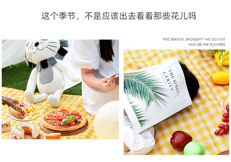 格子无纺布野餐垫康乐屋加厚防水垫地垫牛津布野餐布可折叠可收纳详情9
