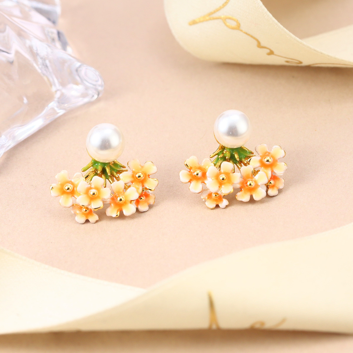 Fresh and new Chinese-style floral stud earrings for spring and summer, high-end enamel pearl earrings, retro Chinese-style tassel earrings for women pic 34