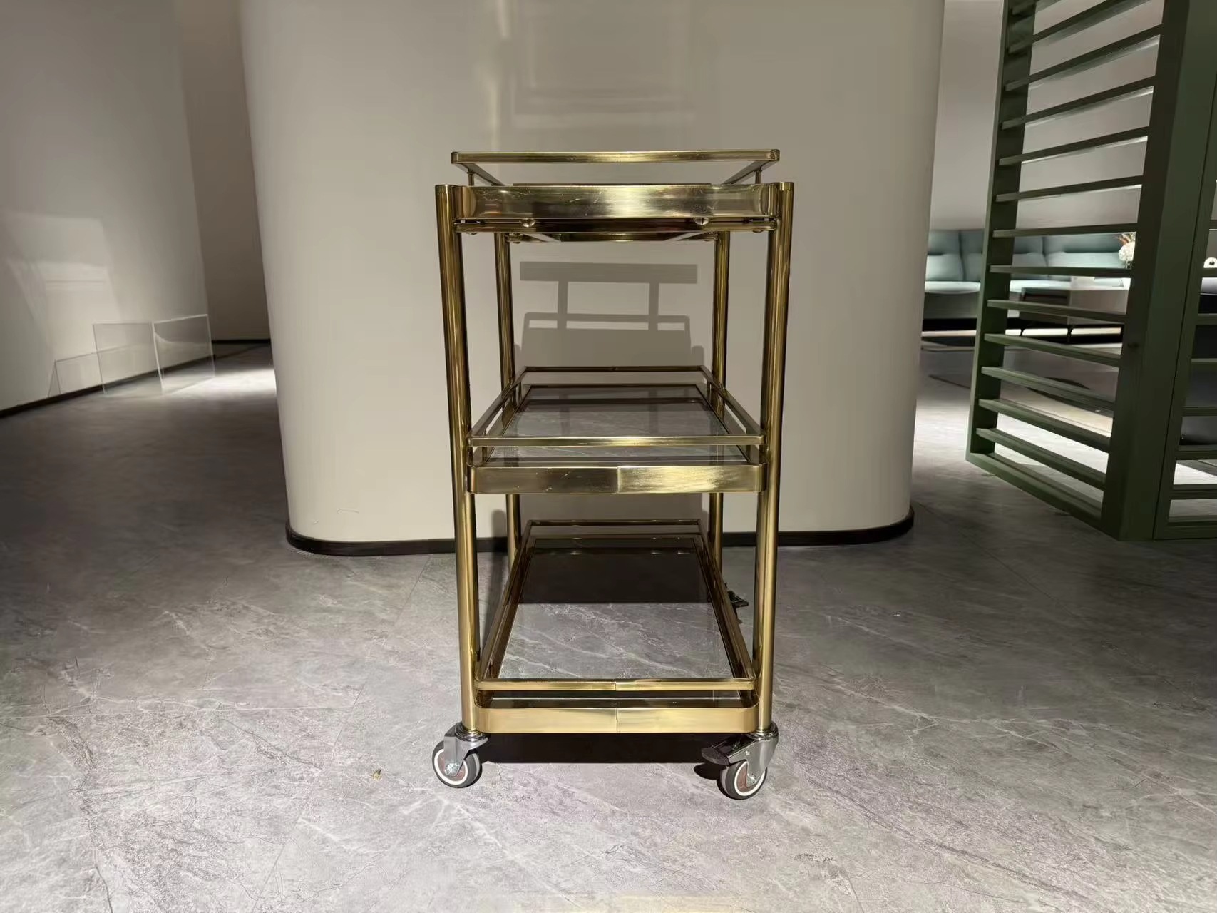 Thickened square tube stainless steel food cart, hotel restaurant food delivery cart, three-layer commercial multi-functional trolley pic 5