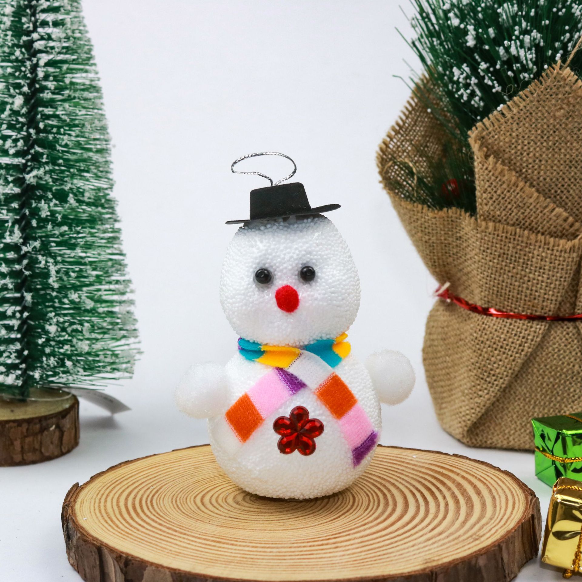 圣诞泡沫雪人摆件10x8cm一件装 商场酒店场景布置圣诞装饰品办公文化圣诞用品详情2