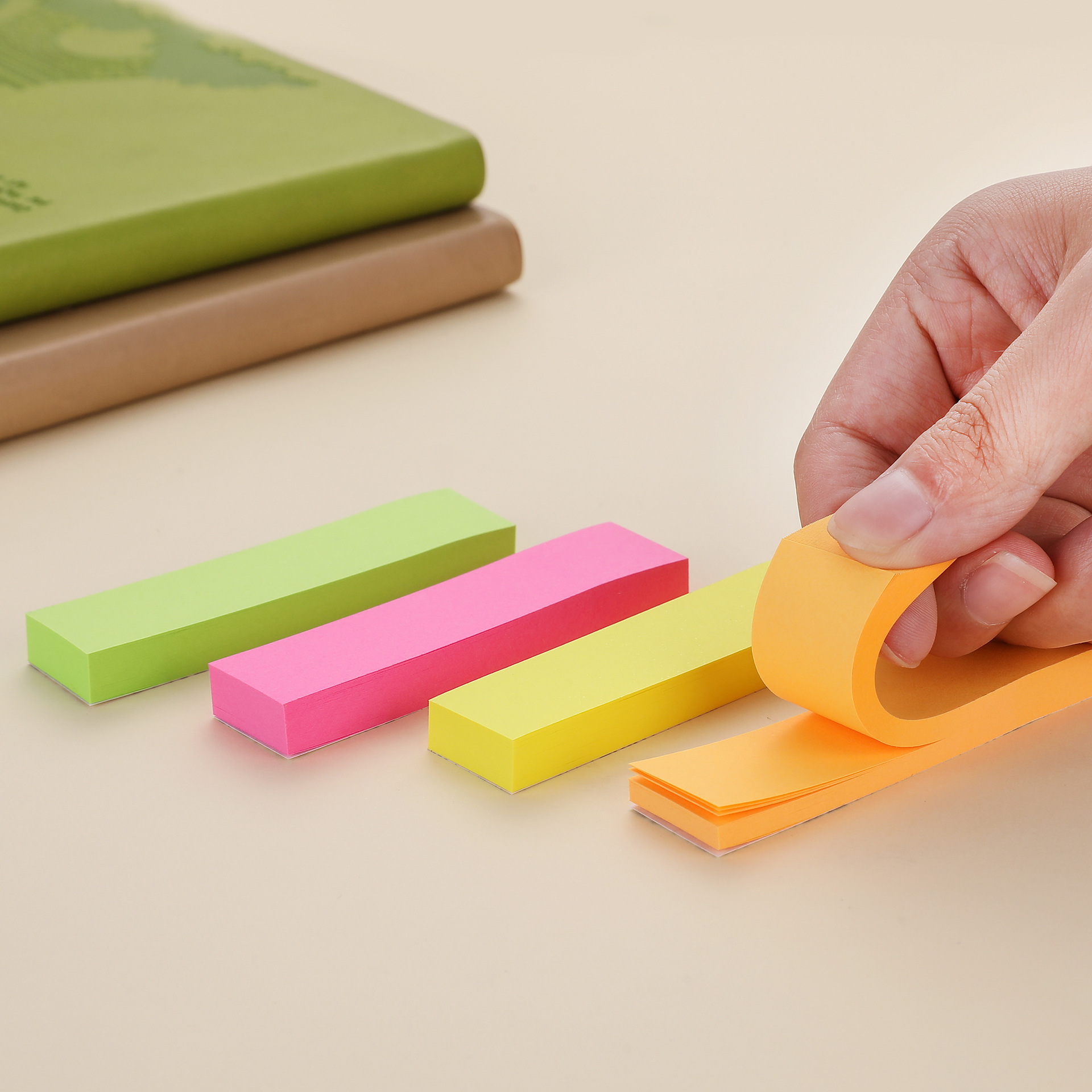 Pioneer 8612 fluorescent 4-strip convenience discount goods wholesale, tearable student office stationery sticky notes, can be stuck N times pic 4