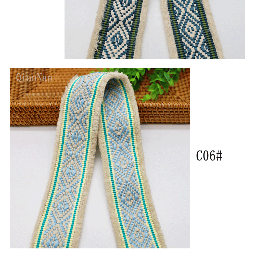 Factory direct supply of 60mm wide fringed tassel ethnic style jacquard webbing for luggage straps, clothing, shoes and hats, and decorative accessories pic 20