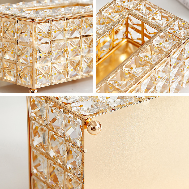 European-style best-selling ins tissue paper, metal tissue box, living room desktop storage box, crystal tissue box, factory direct sales pic 17