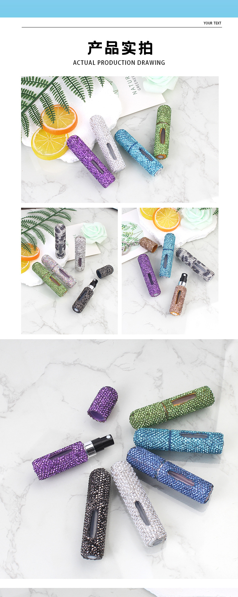 European and American creative 5ml diamond-encrusted perfume, bottle-filled spray empty bottle, small-batch customized chemical experiment dropper bottle pic 3