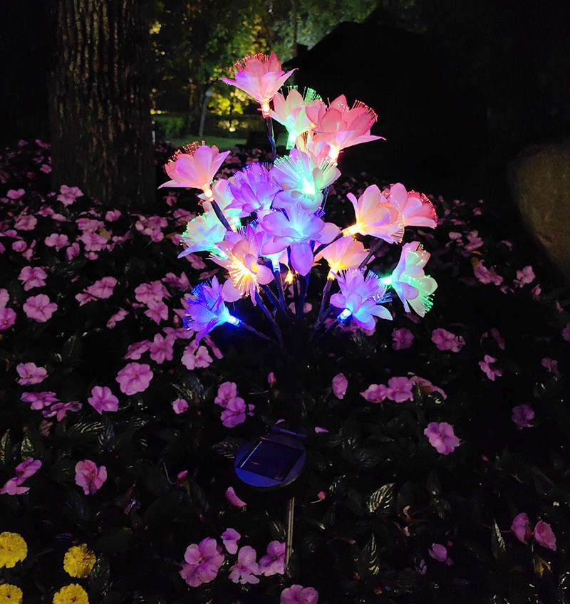 Solar LED camellia branch ground insertion light, outdoor waterproof optical fiber peach blossom decorative lawn atmosphere landscape light pic 8