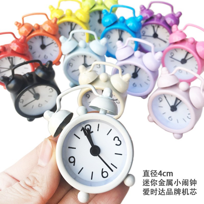 迷你闹钟ins风1.2/1.5寸便捷钟简约学生宿舍少女心可爱复古小摆件详情2