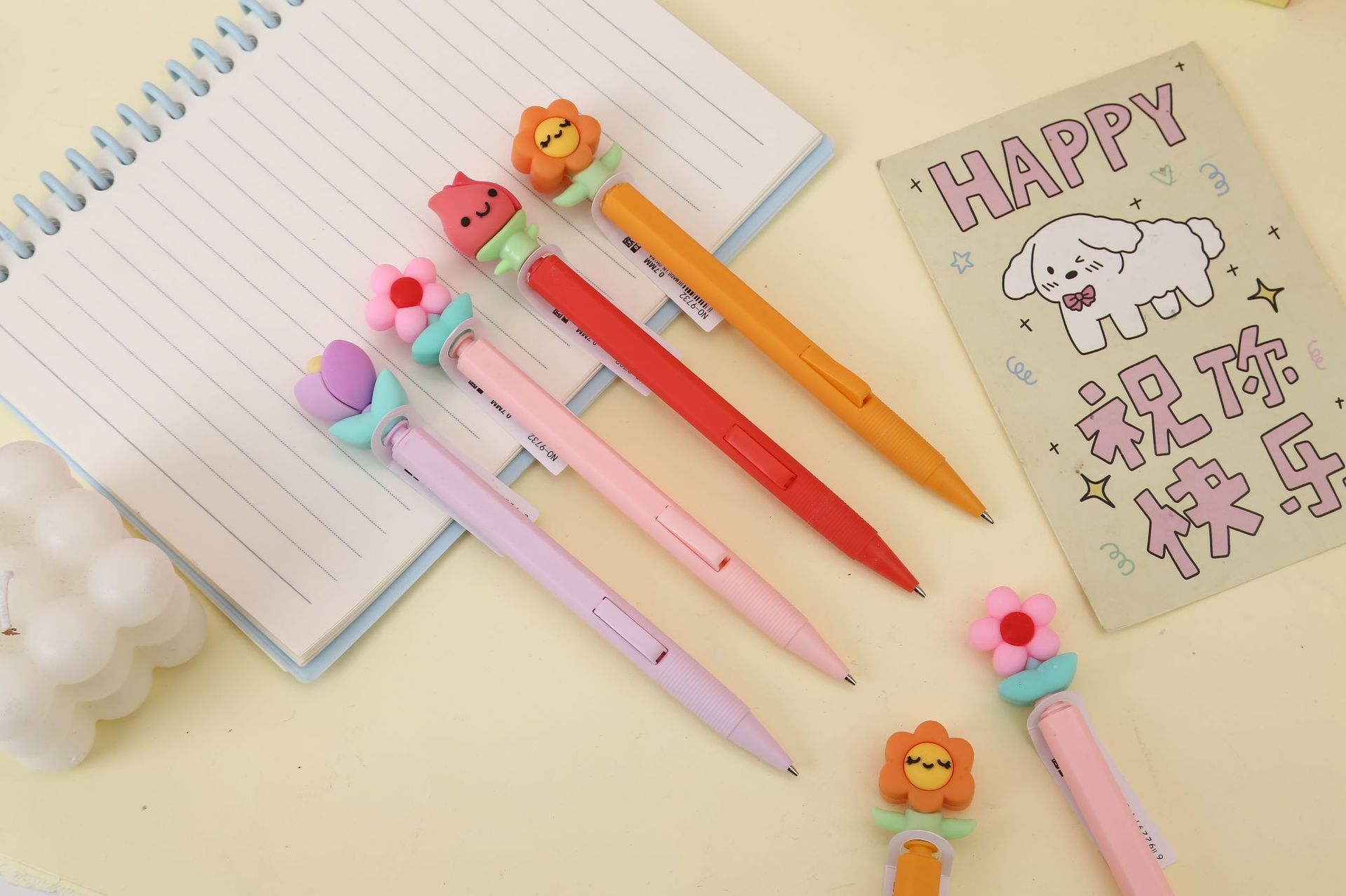 Baichang marker pen Green cute flower-shaped side-press pen small double-headed marker pen pic 2