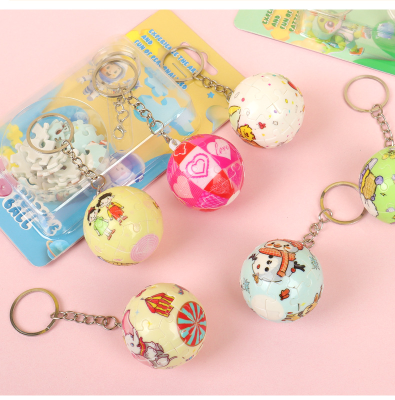 Puzzle keychain, 3D spherical puzzle, bean-shaped puzzle, detachable wooden boat toy, creative key pendant pic 12