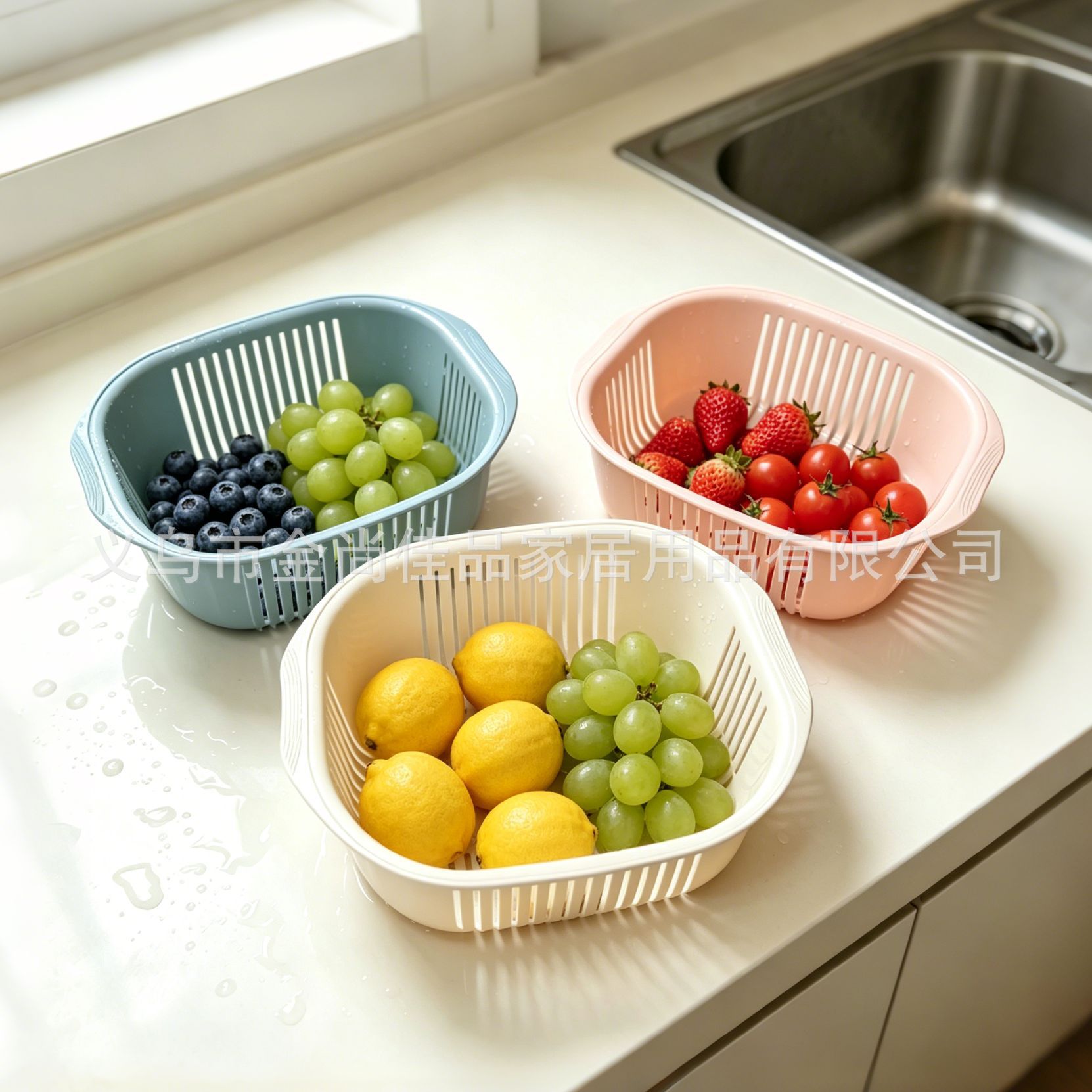 Creative circular vegetable and fruit storage sink vegetable basket with hollowed-out draining basket for home kitchen pic 4