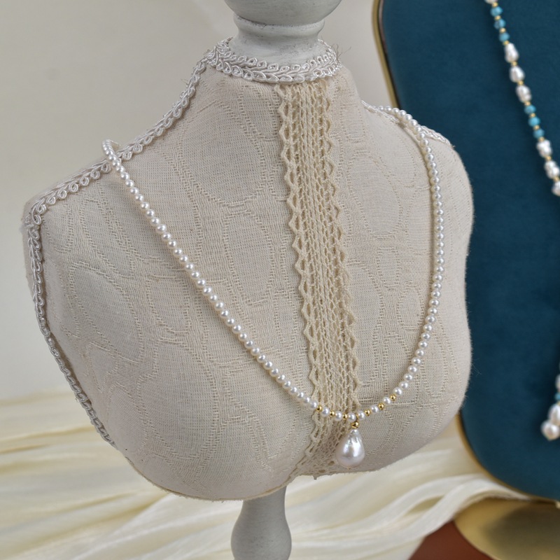 近圆淡水珍珠项链女轻奢简约百搭锁骨链S925银巴洛克珍珠吊坠颈链详情4