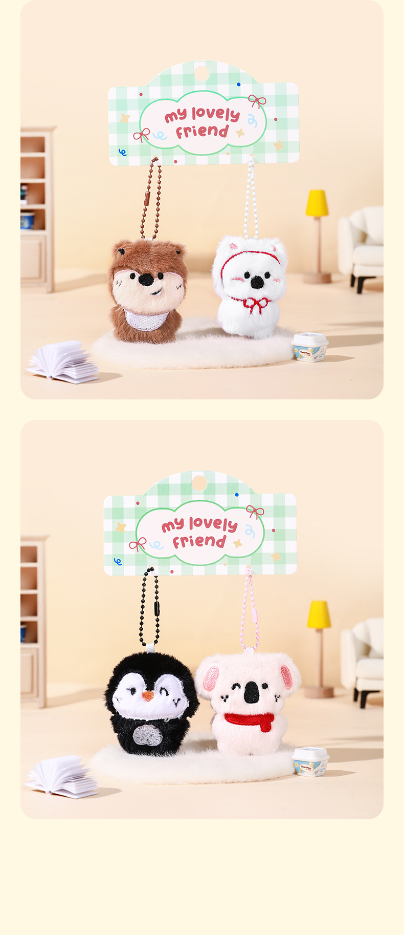 Wholesale of genuine plush dog toy keychains, girls' schoolbag pendants, small dolls, couple pairs of keychains pic 10