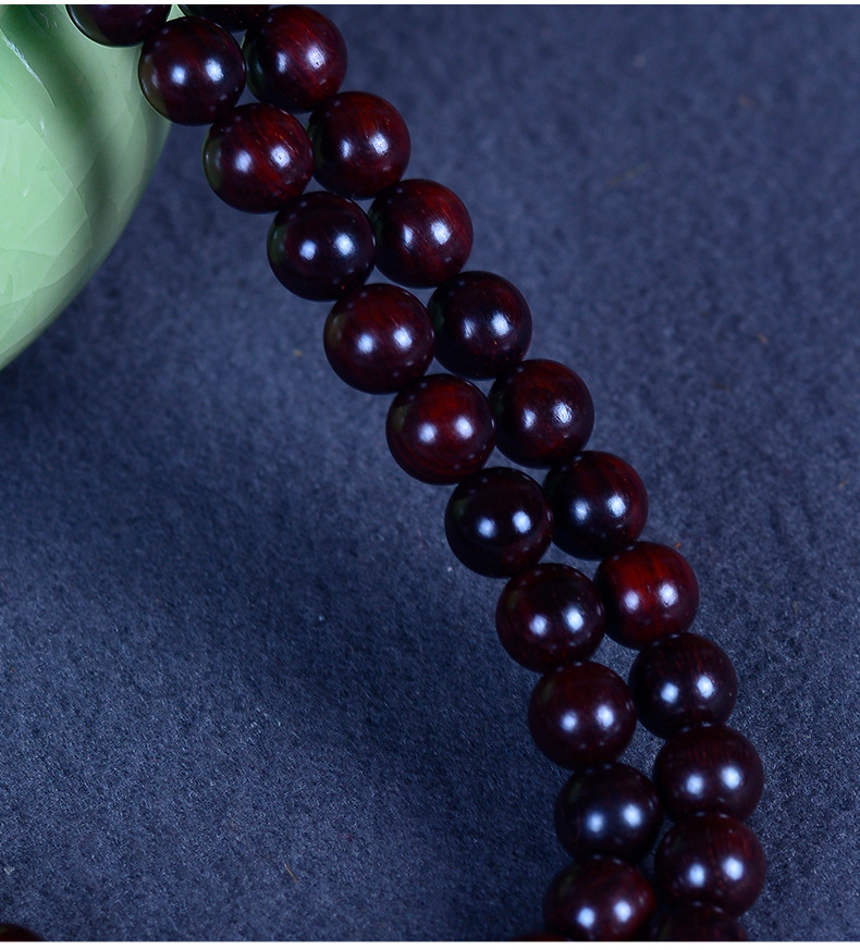 印度小叶紫檀金星手链 108佛珠念珠 檀香紫檀木手串 包浆老料 文玩情侣款 佛珠手链礼品详情11