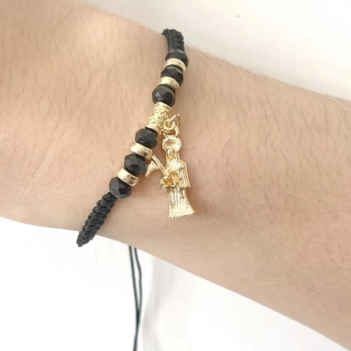 Amazon cross-border best-selling alloy Death God pendant, crystal beaded bracelet, fashionable and stylish party jewelry batch for both men and women pic 7