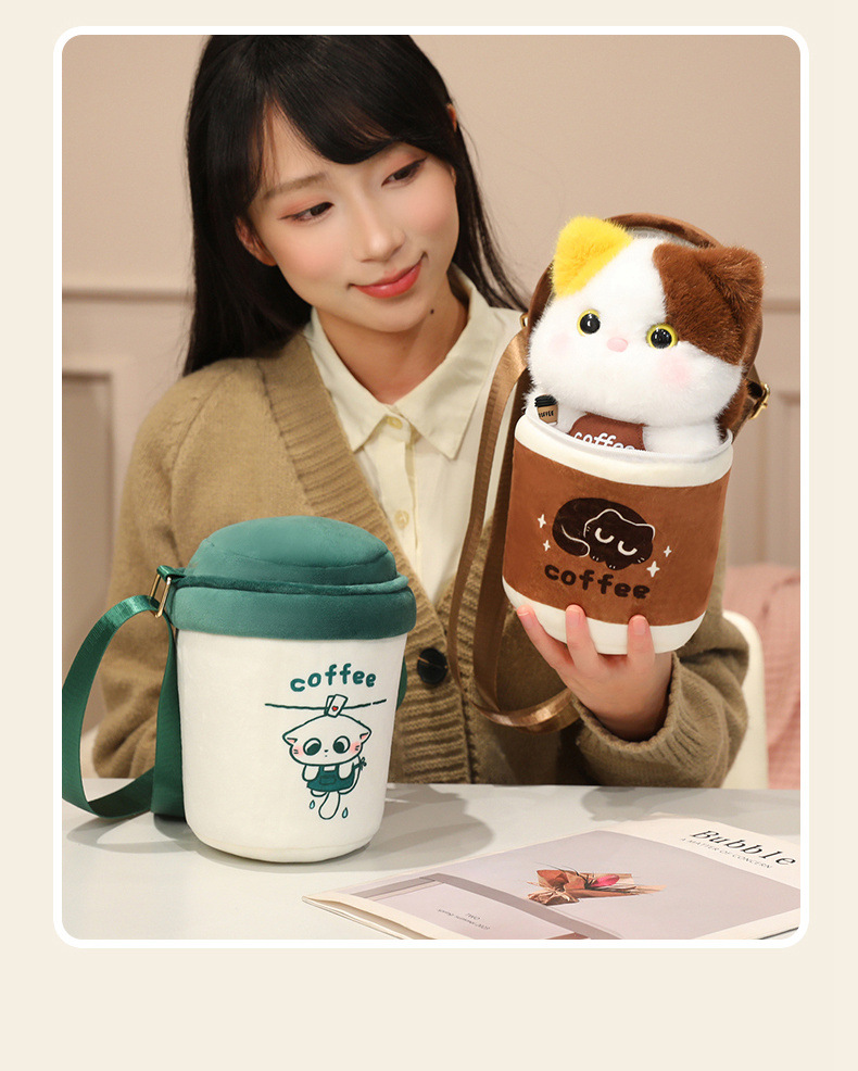 Cute coffee cups, kitten plush toys, backpack dolls, crossbody single-shoulder bags, figurines, girl gifts pic 10