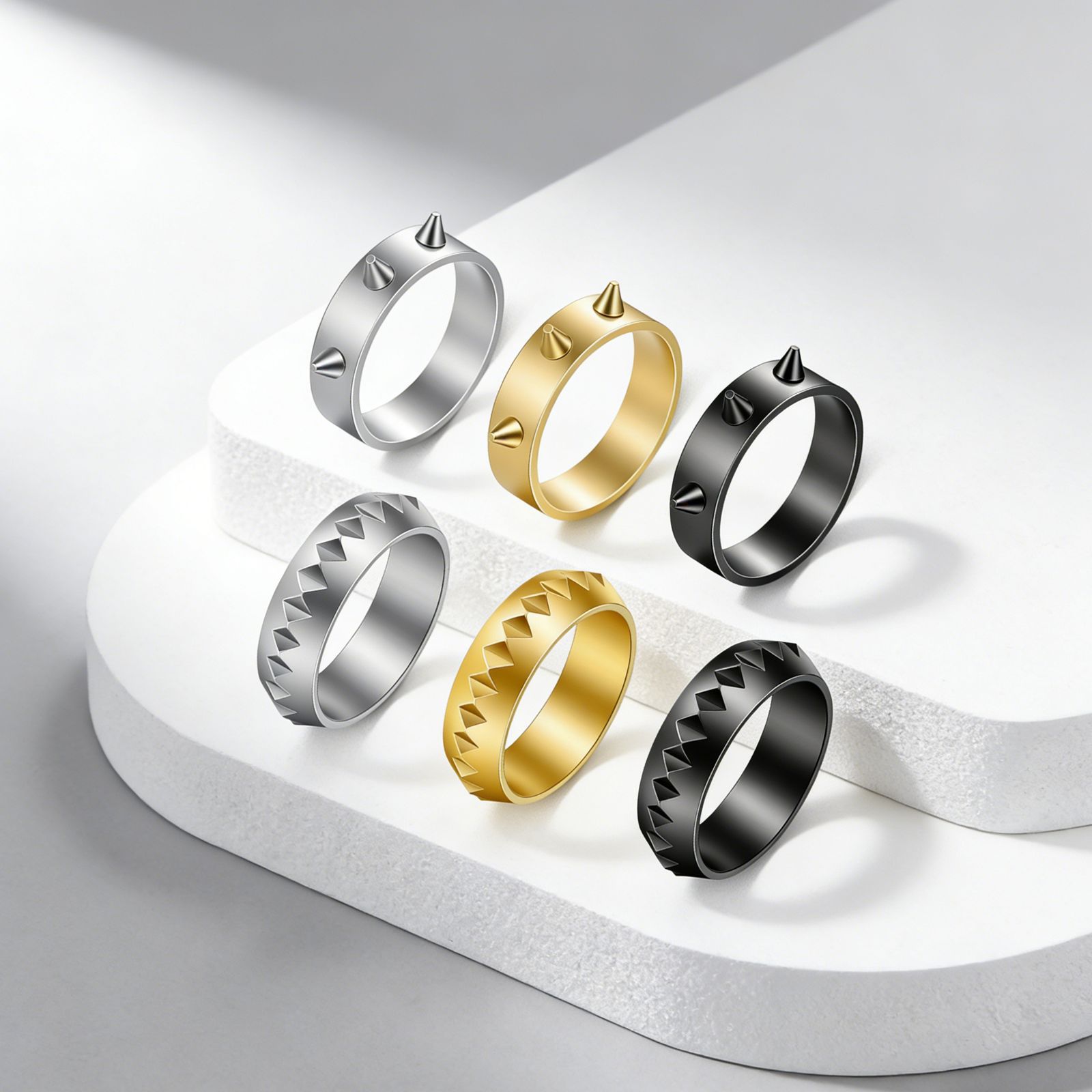 European and American punk-style self-defense and anti-wolf ring, 3-nail emergency defense ring, 18k electroplated couple jewelry for men and women pic 8