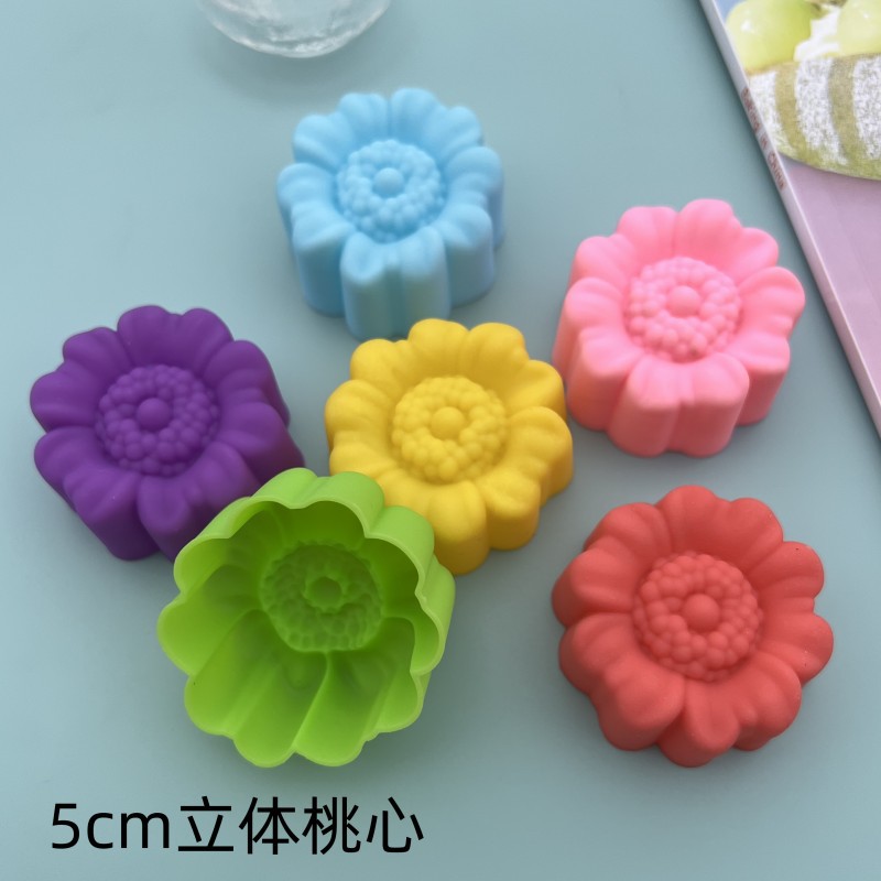 5cm new heart-shaped flower silicone mold, newheart cake, jelly pudding, candle resin soap, muffin cup pic 126