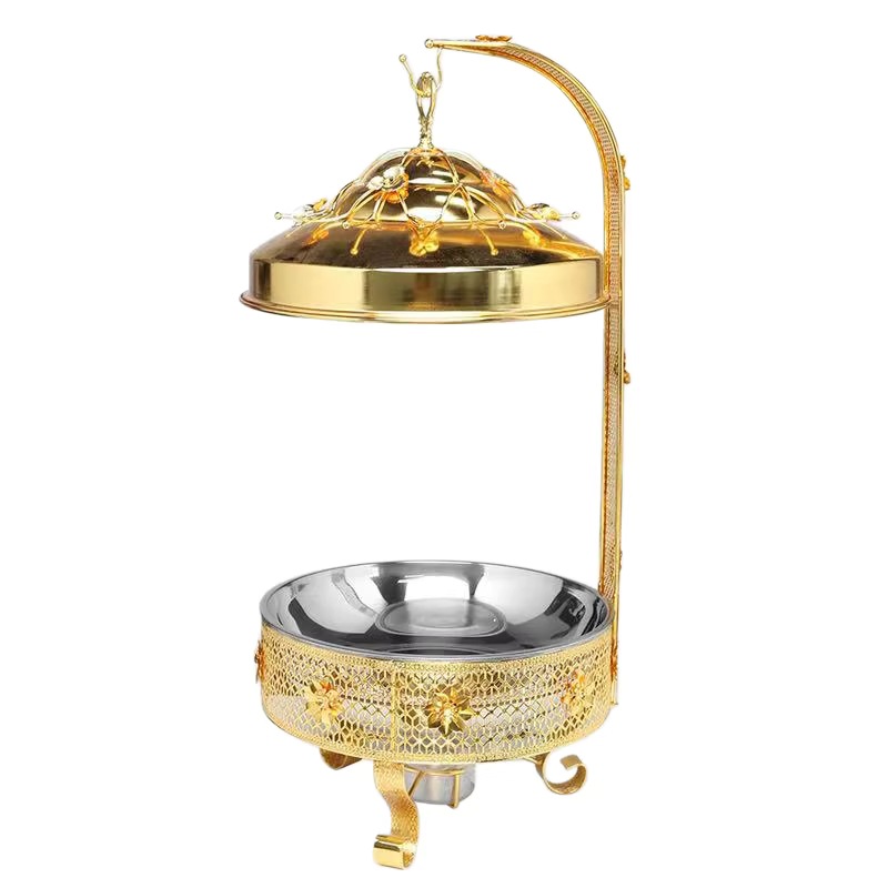 A new type of light luxury stainless steel patterned hanging stove with an 8.0L combined steel lid food insulation pot and a hanging lid alcohol dining stove pic 5