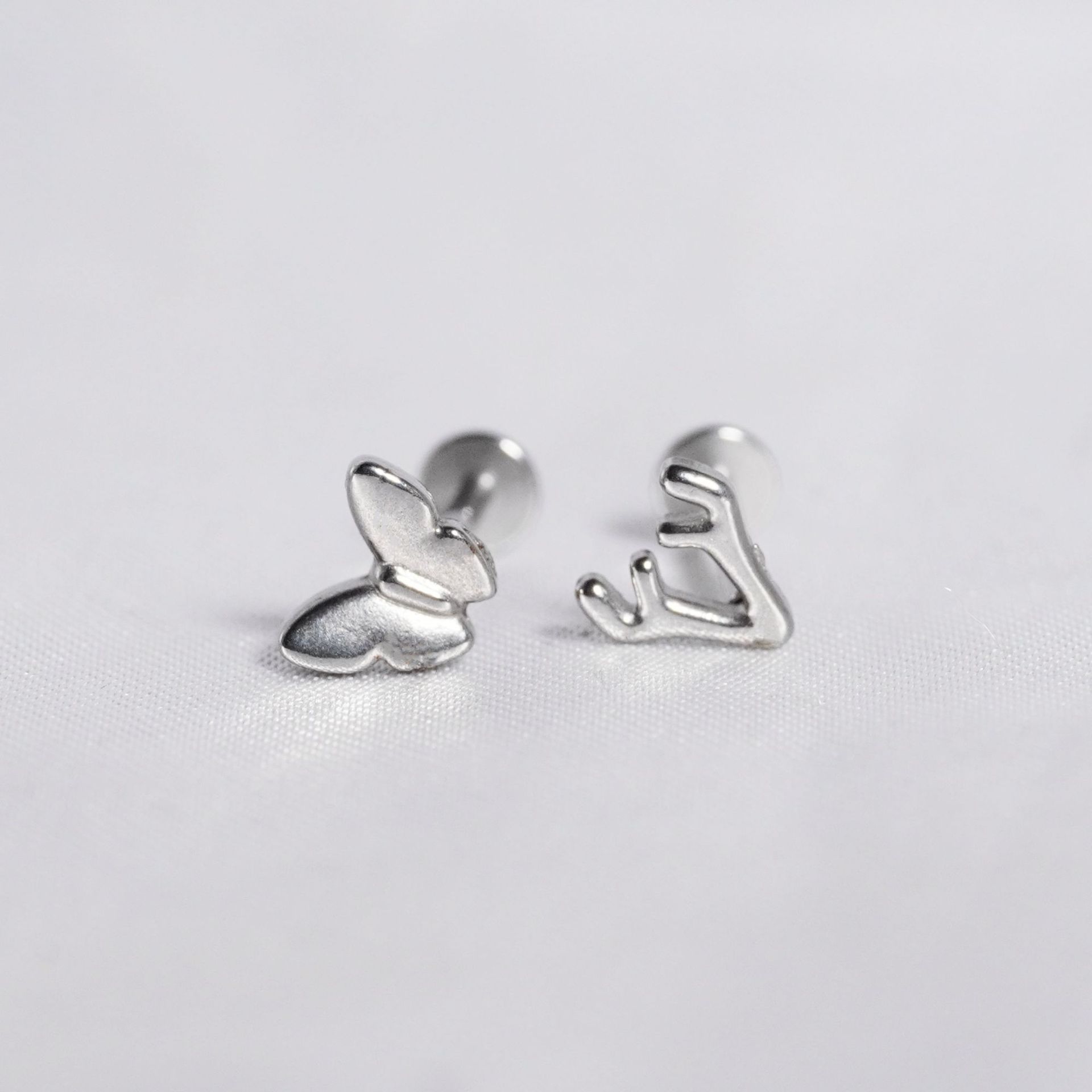 小天鹅蝴蝶内牙唇钉不锈钢个性鹿角耳骨钉欧美新款唇饰穿刺饰品详情8