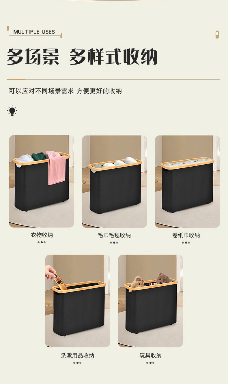 Cross-border fabric storage baskets with bamboo LIDS, bathroom toilet paper storage baskets, home cola bottle recycling storage baskets wholesale pic 2