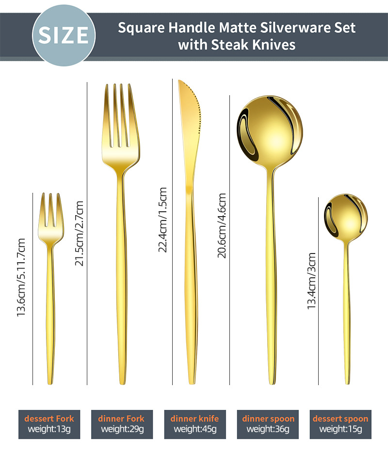 Cross-border Amazon stainless Steel 24-piece tableware set, Portuguese knife, fork and spoon Western tableware gift box set pic 3