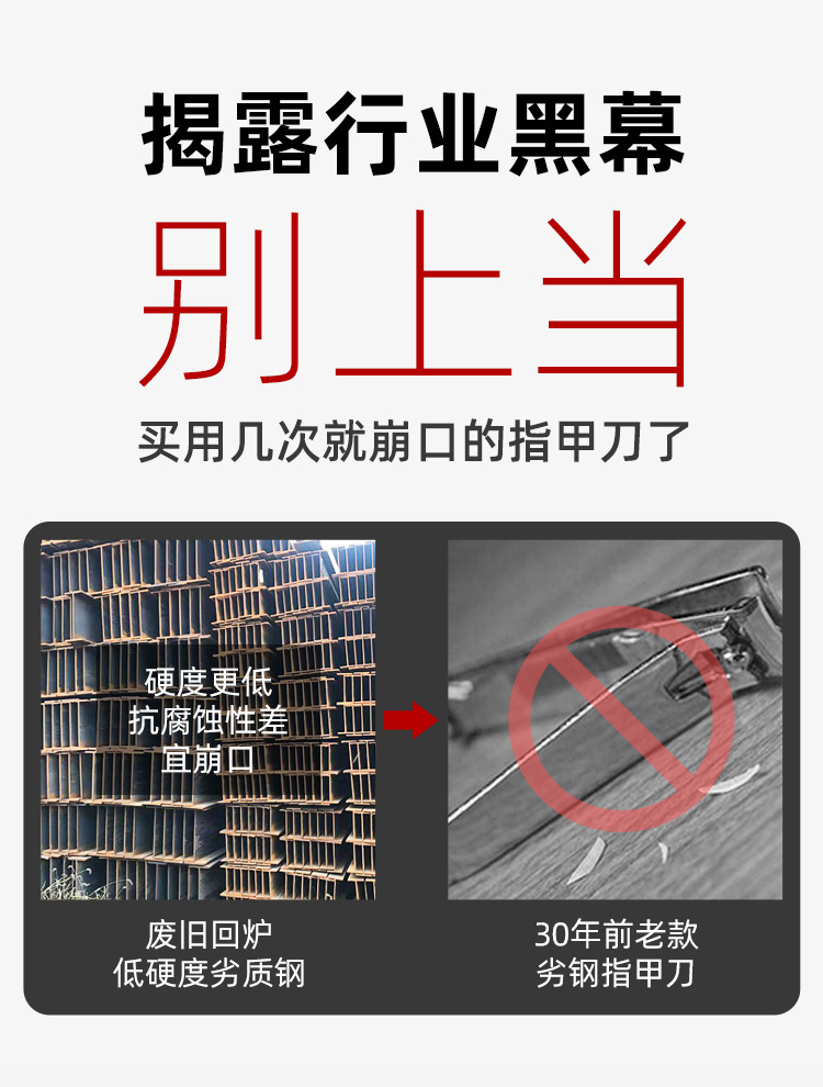 高档防飞溅指甲刀中号便携式剪指甲刀耐用指甲剪大号平口原装家用详情3