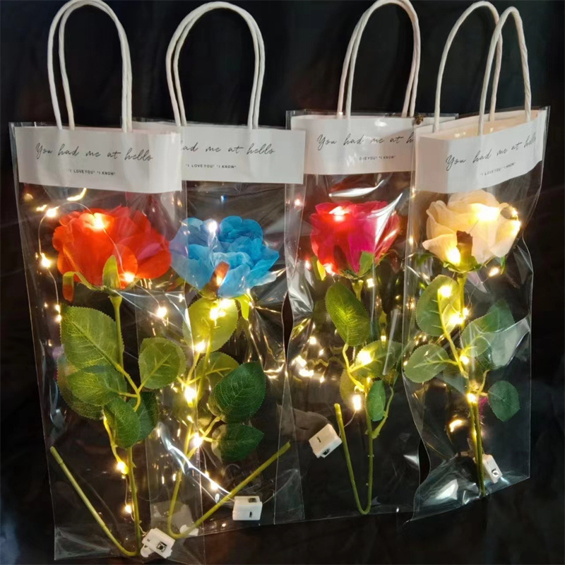 现货发光玩具七夕情人节玫瑰花礼物七彩玫瑰花彩色仿真玫瑰花束详情12