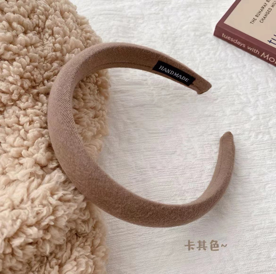 Wholesale macaron-colored hair bands for women, high top and wide edge sponge headbands, solid color compression hair accessories, versatile diy hair accessories pic 8