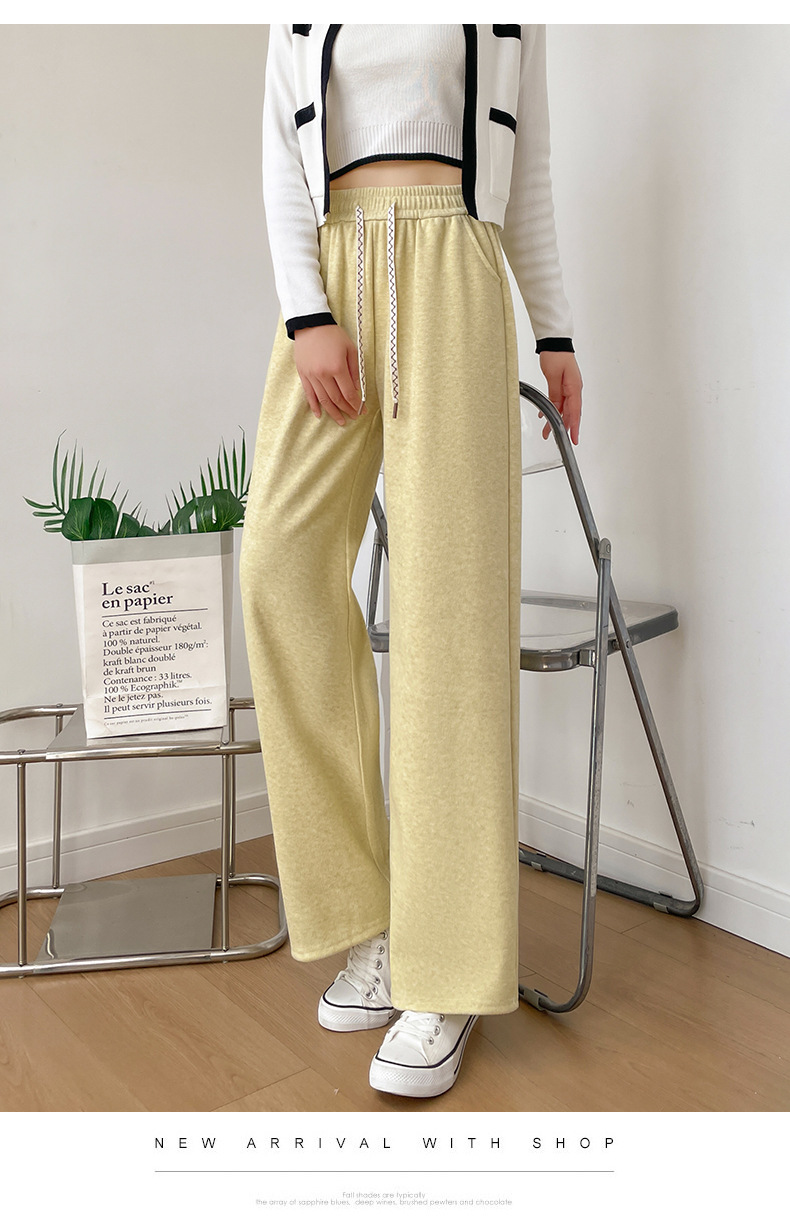 秋季窄版垂感阔腿裤2025宽松休闲冰丝运动裤黑白色裤子新款女详情22