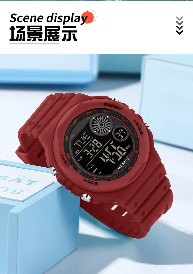 HANSHI electronic watch, multi-functional outdoor sports waterproof watch for teenagers and students, diving watch pic 18