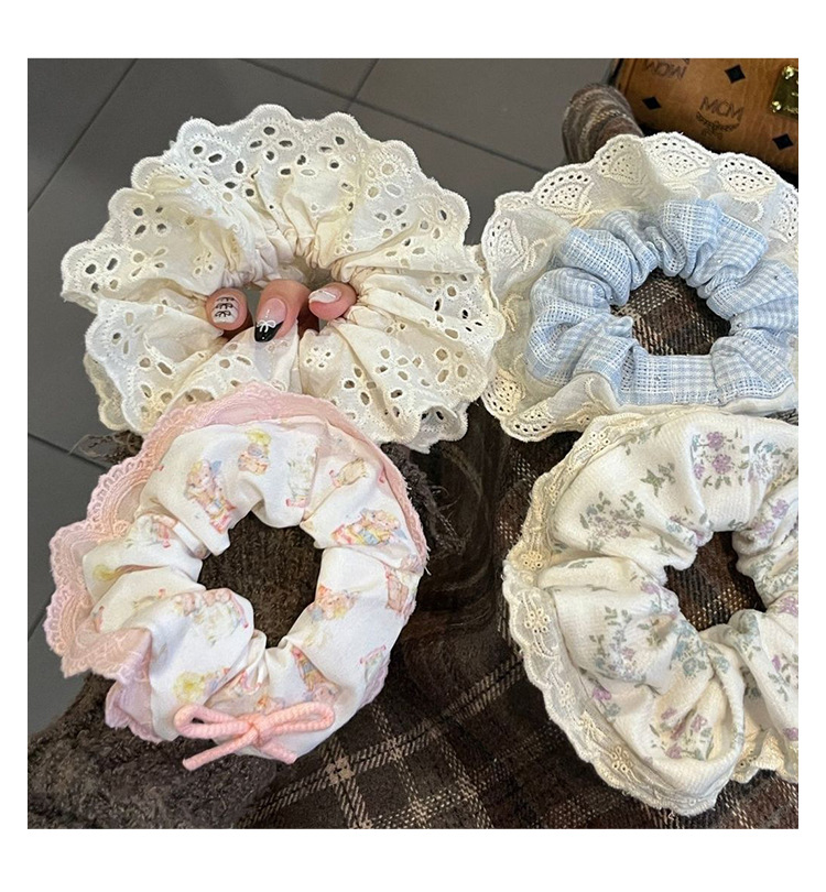 芭蕾风蕾丝大肠发圈女网红2025新款可爱头绳扎头发皮筋丸子头发绳详情16