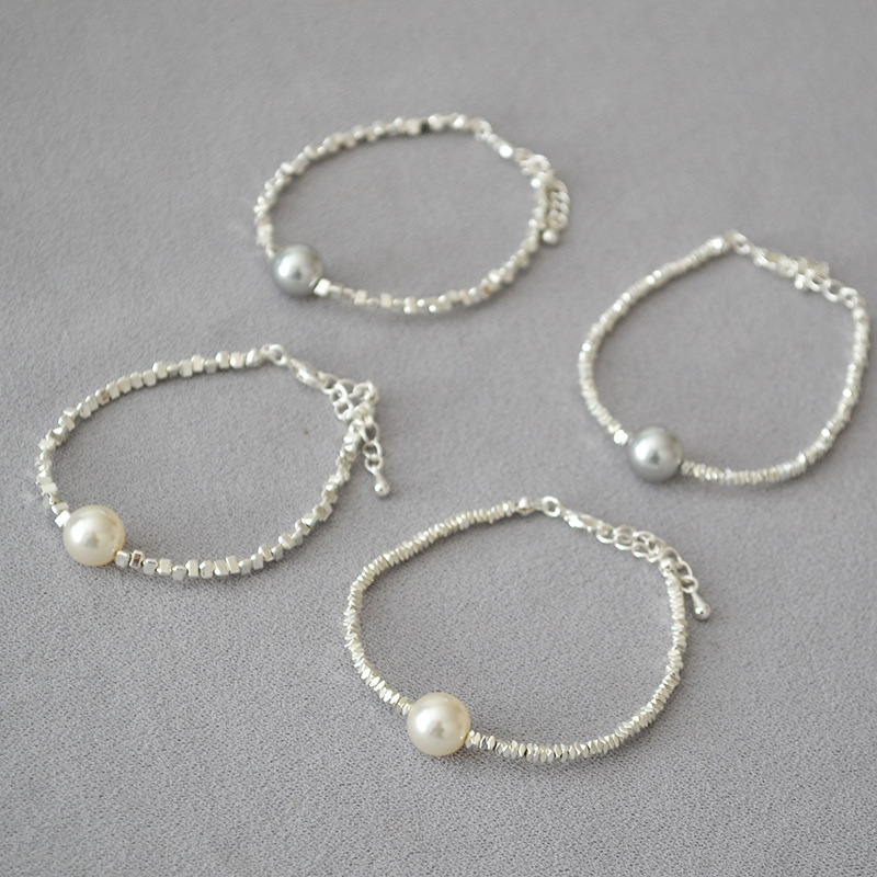 小红书网红款日韩小众轻奢质感不规则闪耀碎银子珍珠简约气质手链详情26