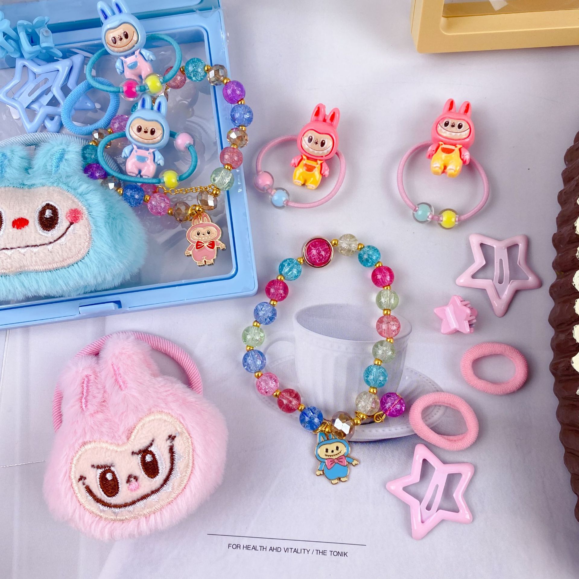 新款哒布布水晶手链卡通皮筋发夹饰品套装可爱少女心装扮时尚精品详情34