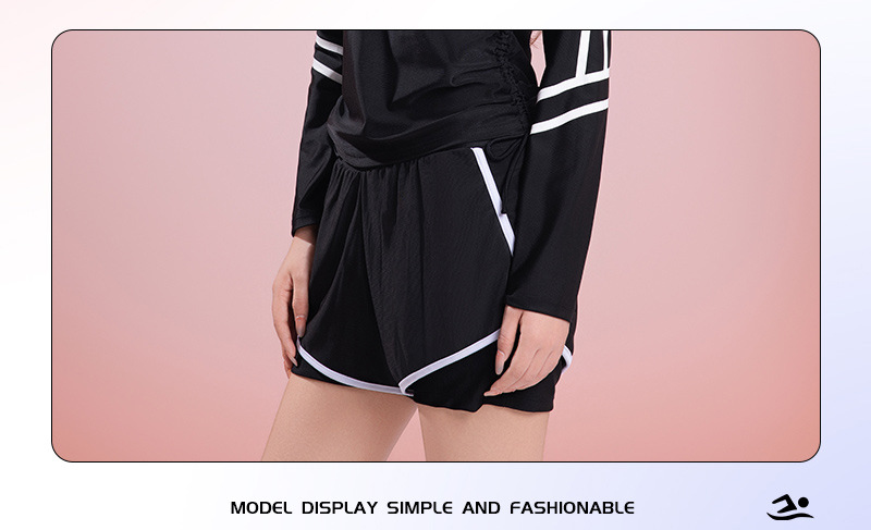 The new two-piece swimsuit for women is conservative. It dries quickly, slimming and concealing the belly. It is a long-sleeved sports swimming suit specially designed for swimming pools to hide flesh pic 12