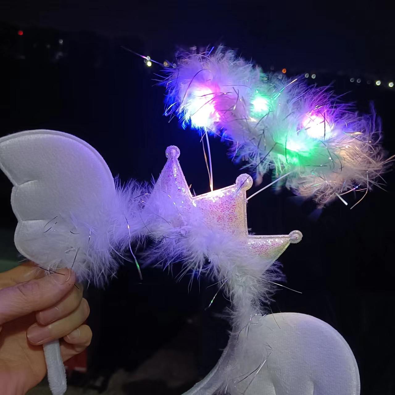 皇冠天使光环发箍仙女闪光羽毛发卡网红拍照儿童装扮头饰批发详情3