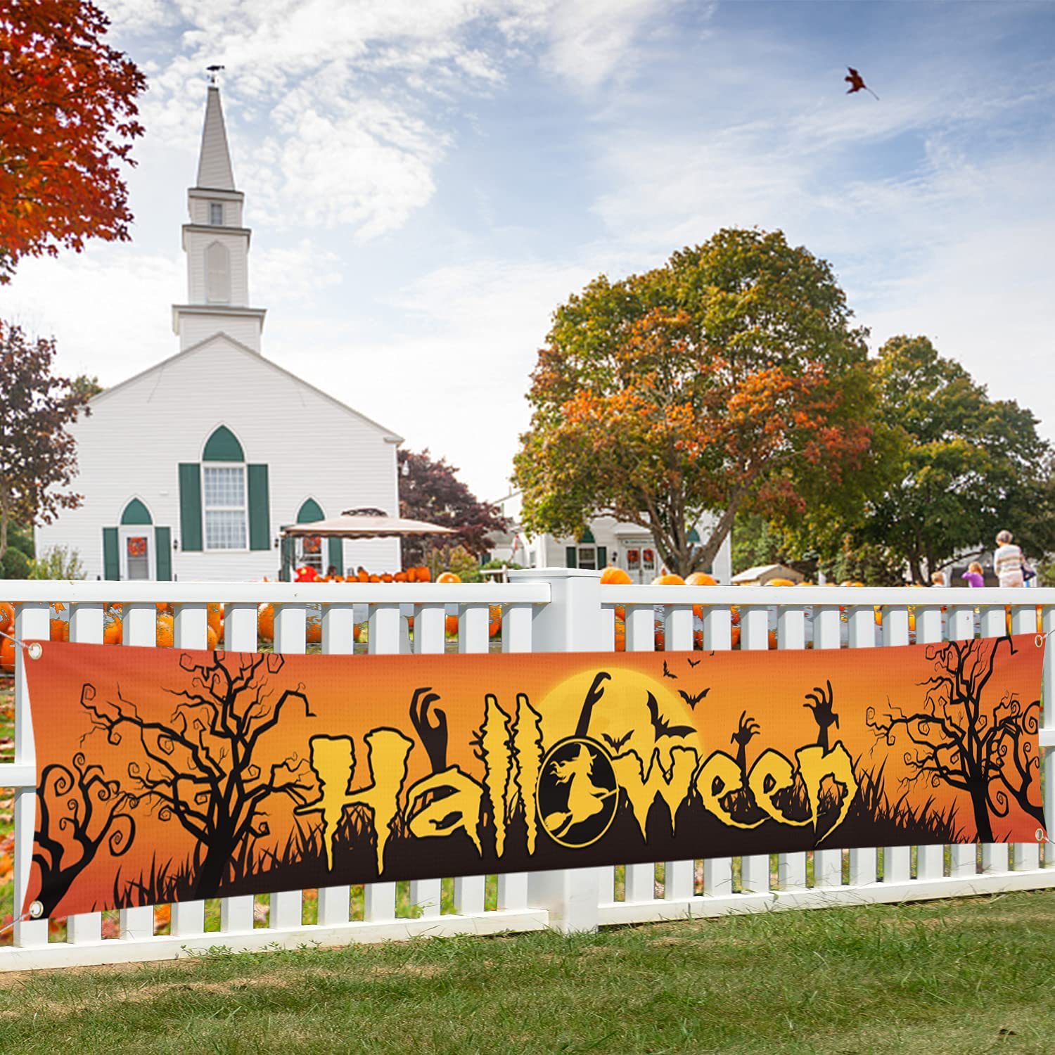 Customized cross-border Halloween couplet banner, festival decoration, polyester printed Halloween background cloth set, and hanging flag pic 27