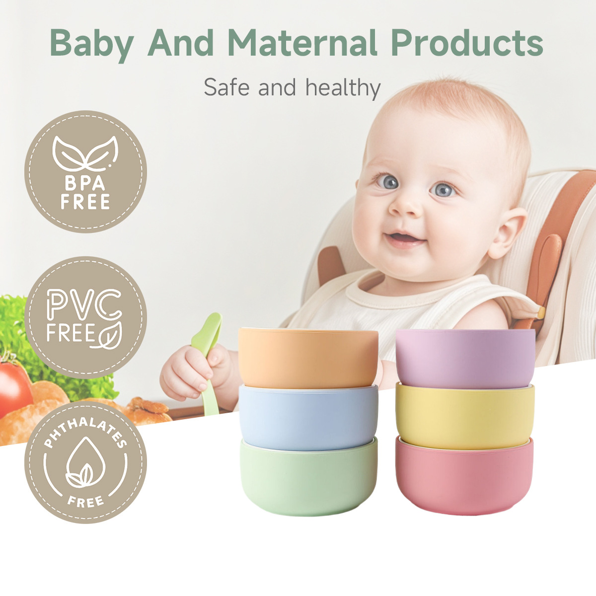 宝宝辅食碗防烫带吸盘硅胶陶瓷碗亚马逊带硅胶套新国标儿童喂养碗详情4