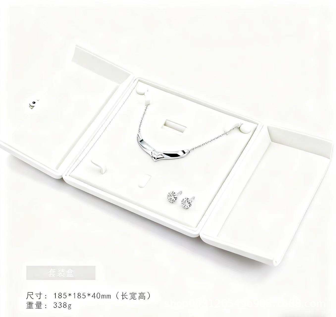 丝绒轻奢首饰盒大容量收纳珠宝盒双开珍珠项链礼品盒结婚礼物现货详情5