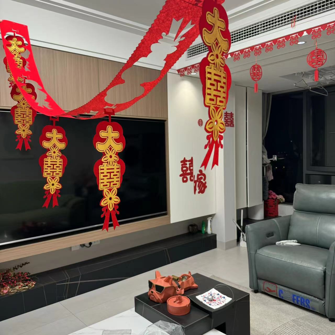 结婚用品婚房客厅房间装饰拉花创意新房婚礼布置套装婚庆大全喜字详情7