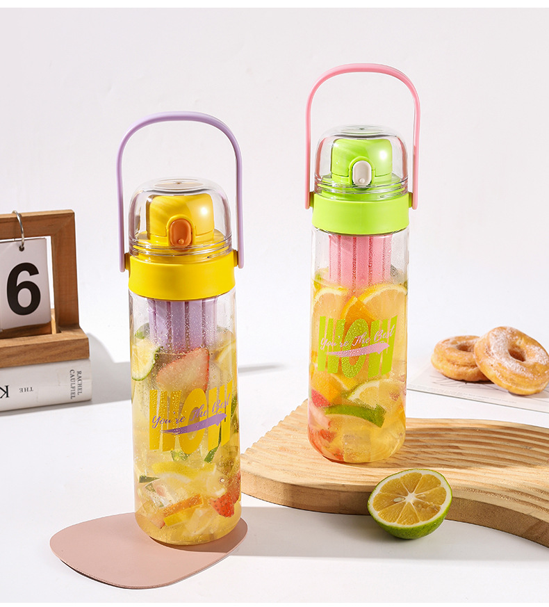 Creative and casual double-drinking plastic water cups, high appearance level student sports water cups, portable direct drinking flower tea cups, gift wholesale pic 26