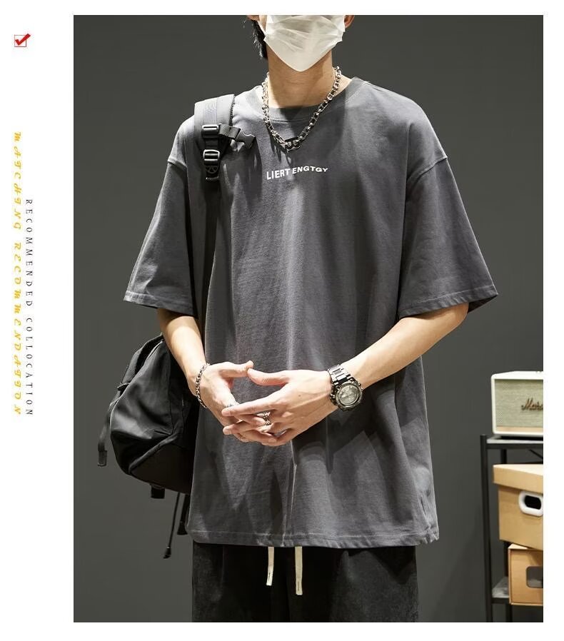 夏季男士t恤潮牌潮流简约半袖上衣男装短袖纯棉衣服男生体恤印花详情14