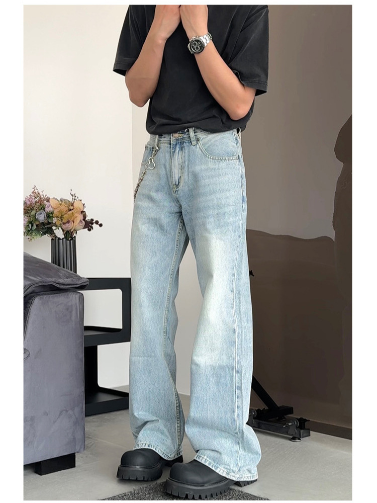 【冰蓝平替】春夏冰蓝微喇cleanfit显高显瘦美式高街复古牛仔裤男详情7