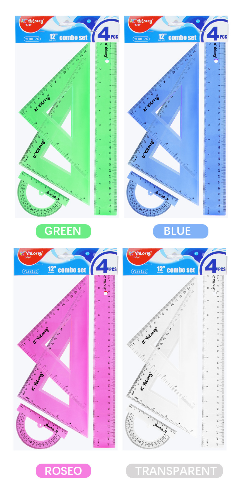 Yalong Cross-border Plastic School Ruler Set student learning Supplies wholesale pic 8