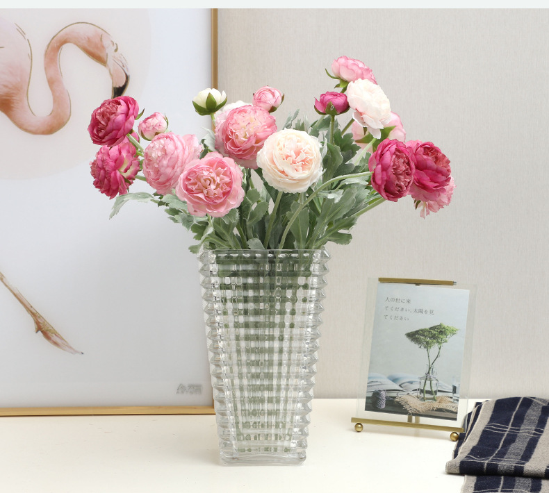 LAN Kwai Fong high-end ins Nordic style flocking 3-head Thousand-posture lotus artificial flower home living room decoration artificial flower wholesale pic 13