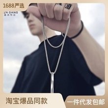 小众轻奢设计锁骨链 简约百搭罗马双环项链18K玫瑰金钛钢项链配饰详情4