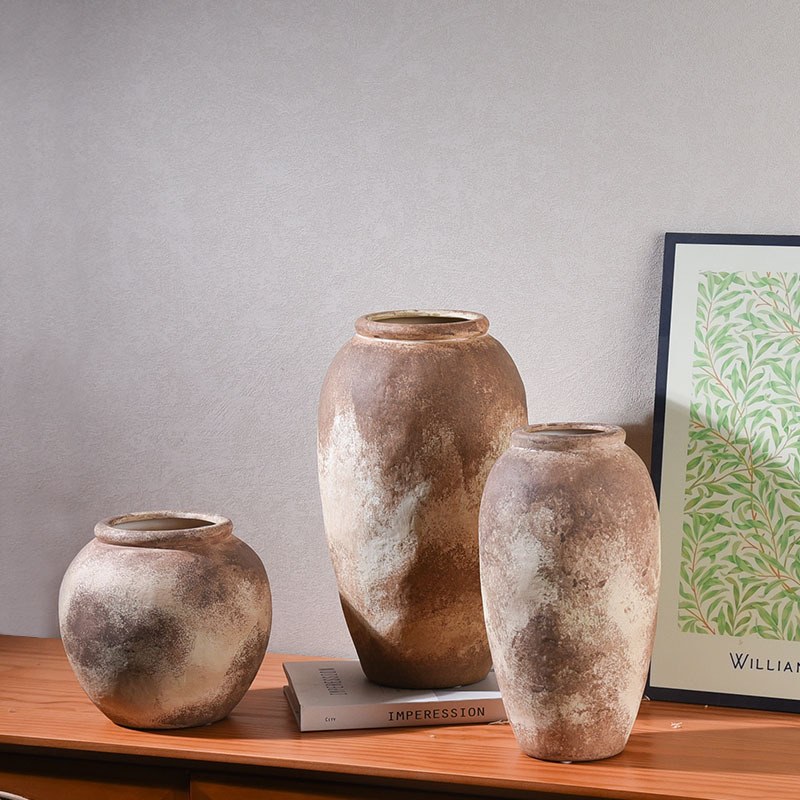 陶瓷花瓶复古风侘寂风插花花器样板房家居饰品摆件高级感装饰摆设详情3