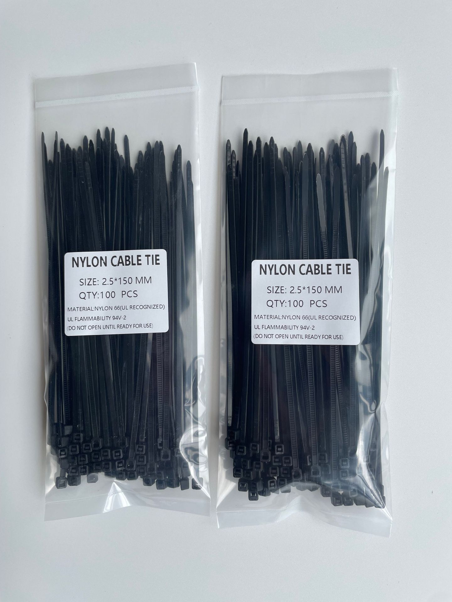 外贸跨境专供黑色尼龙扎带2.5*3.6*200塑料束线带白色自锁式扎带详情17
