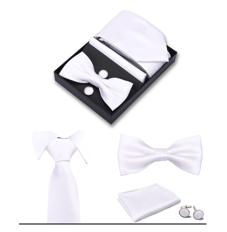 男士商务8cm领带领结口袋巾5件套礼盒装婚礼宴会条纹黑色手打领带详情31