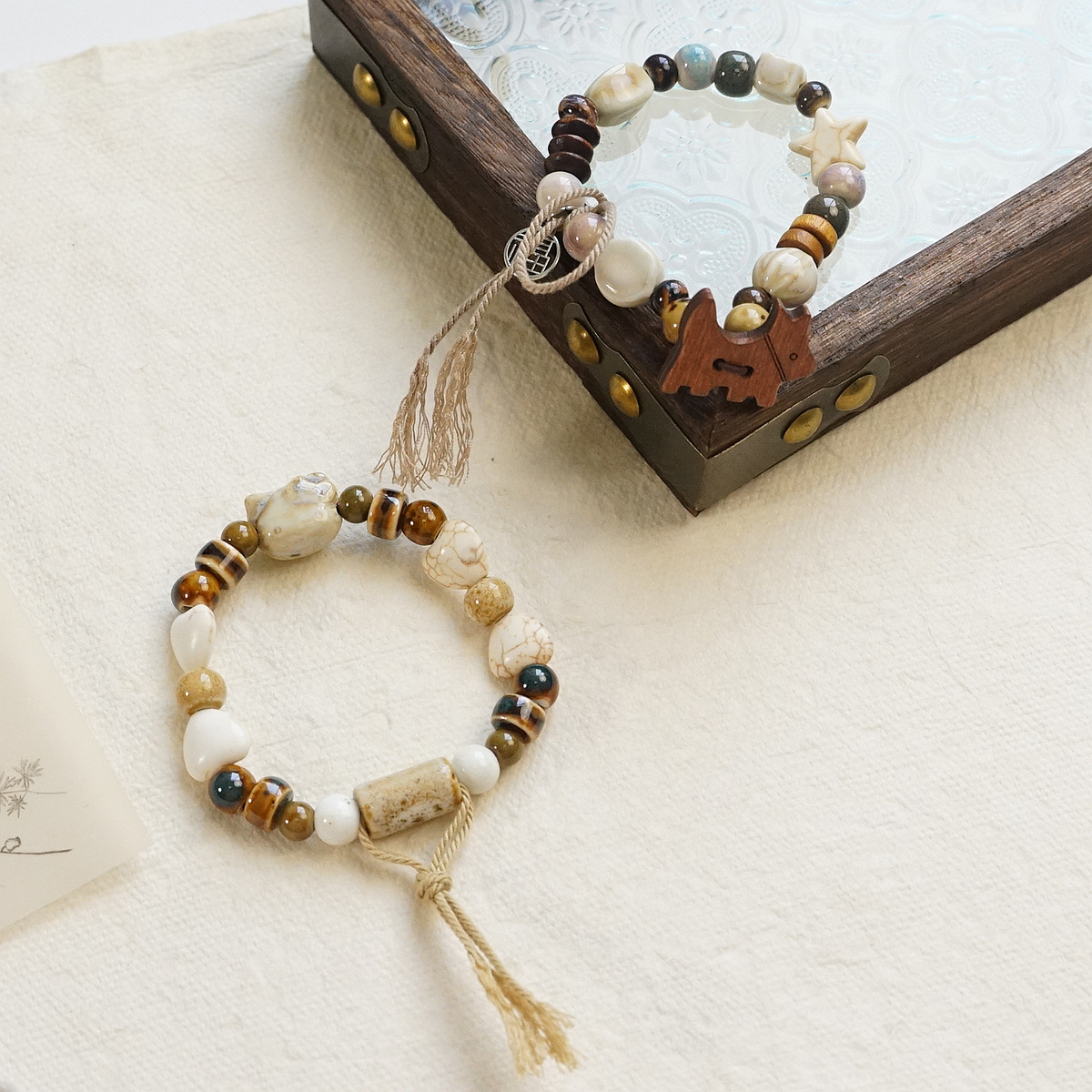 Artistic and fresh Jingdezhen ceramic bracelets, new Chinese-style porcelain bead bracelets, retro and niche accessories wholesale pic 1